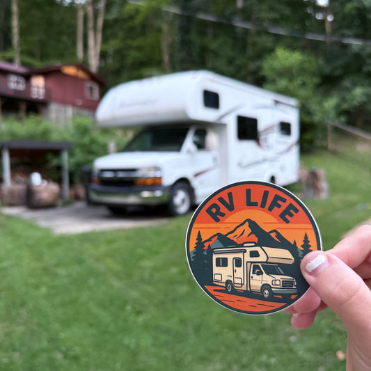 RV Life Mountain Sunset Magnet