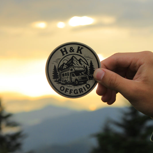 H & K OFFGRID Black & Beige Logo Sticker