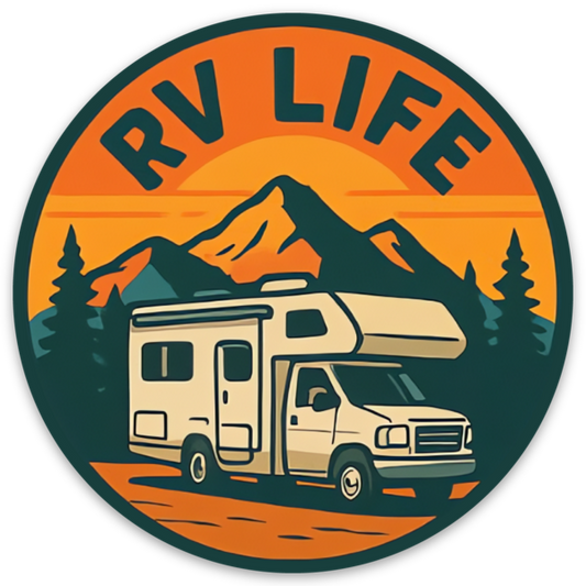 RV Life Mountain Sunset Magnet