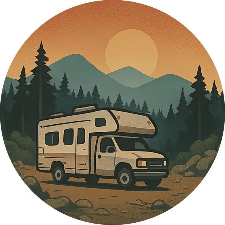 RV Mountain Sunset Sticker