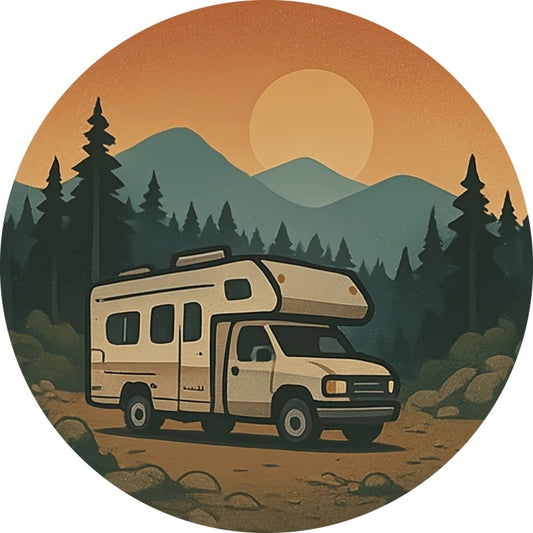 RV Mountain Sunset Sticker