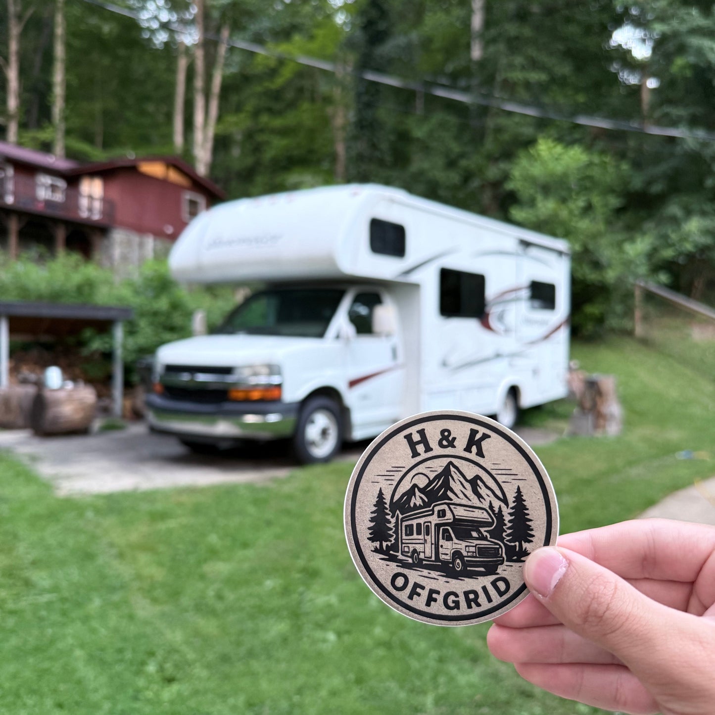 H & K OFFGRID Black & Beige Logo Sticker