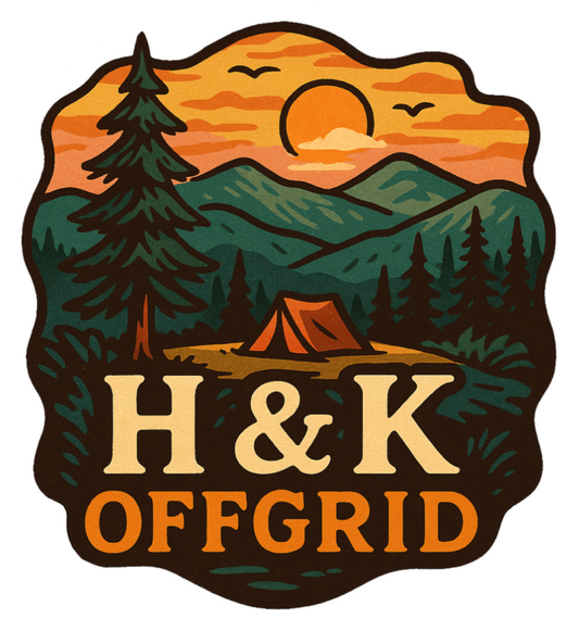 H & K OFFGRID Camping Scene Logo Sticker